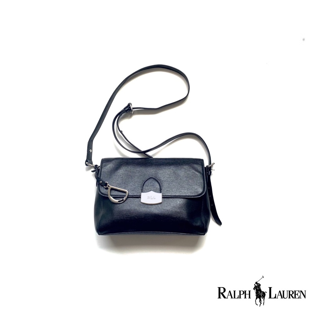 ralph lauren saffiano leather black crossbody bag